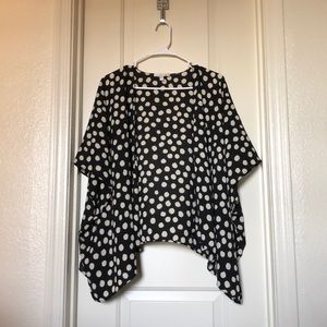 Beautiful lightweight black/white polka dot shaw